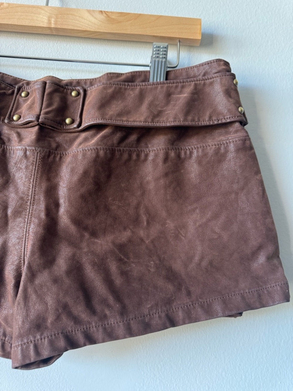 Free People micro mini Brown Suede cargo skort Skirt size 4 low rise Y2K boho - Picture 10 of 13